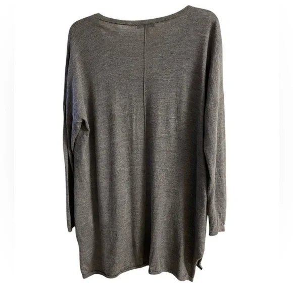 Eileen Fisher Gray V-Neck sweater merino wool lagenlook slouchy Large - Picture 2 of 7